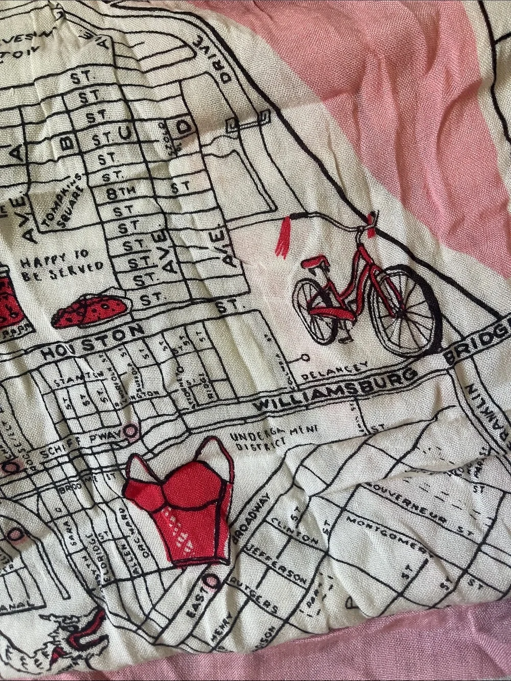 Women's Pink 'New York' Printed scarf / Wrap